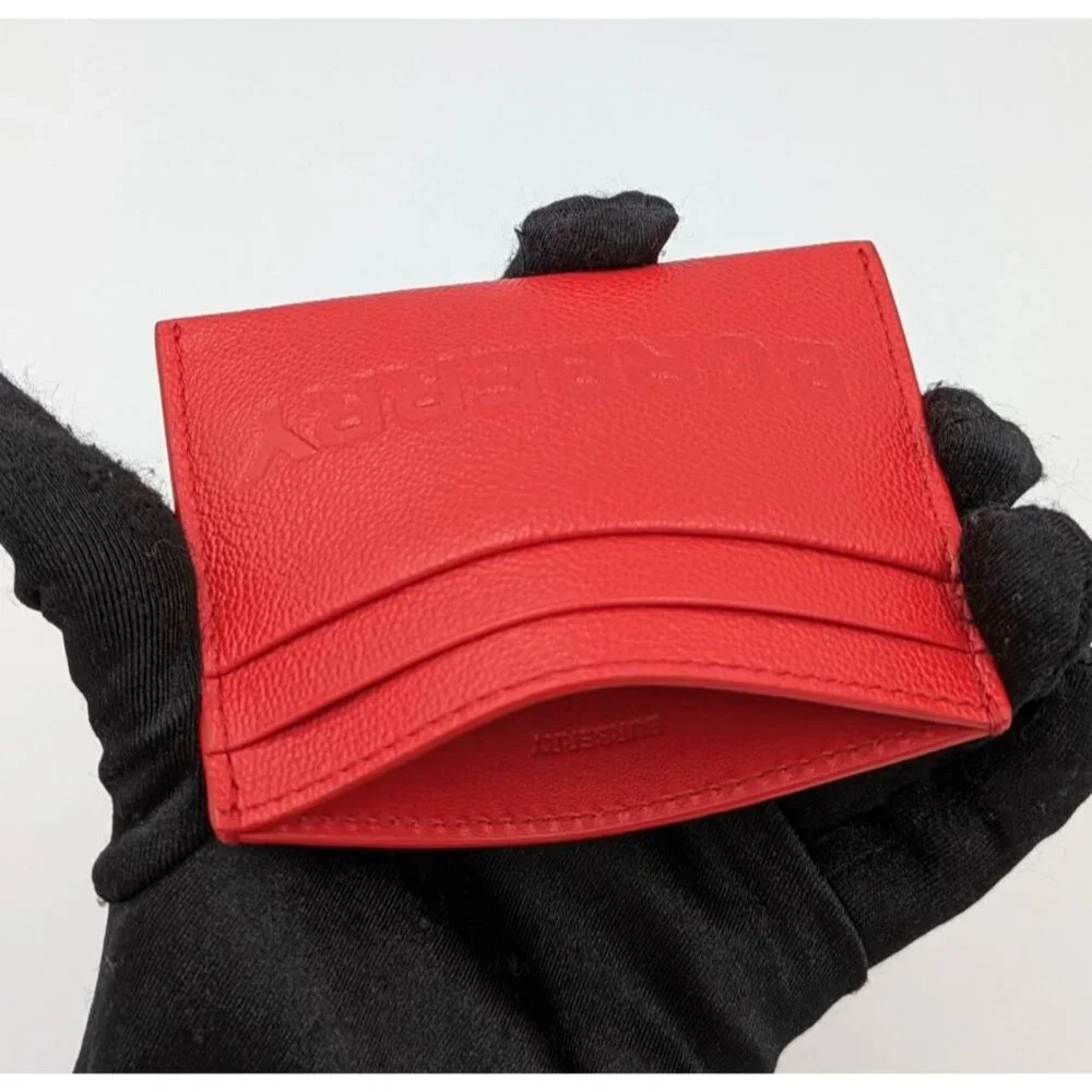 Burberry Sandon Embossed Logo Smooth Leather Card Case Wallet Red - Picture 4 of 9